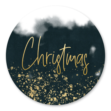 Kerst - Donkerblauwe waterverf gouden christmas